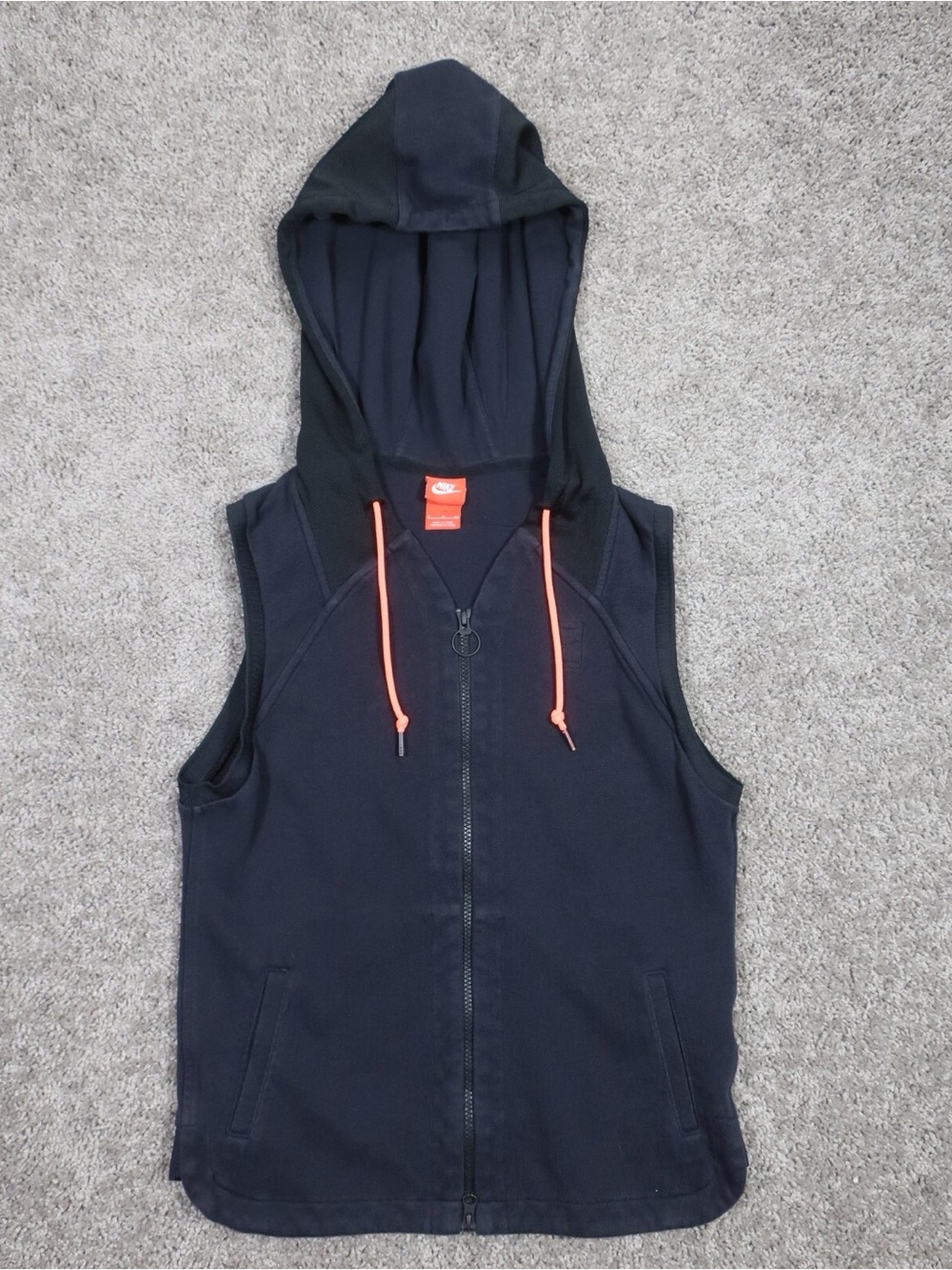 Vintage 1990's NIKE Full Double-Zip Black Sleeveless Gym Workout Hoodie - Small